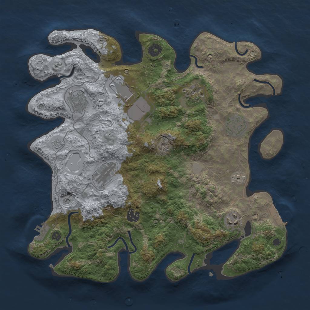 Rust Map: Procedural Map, Size: 3500, Seed: 2501338, 17 Monuments