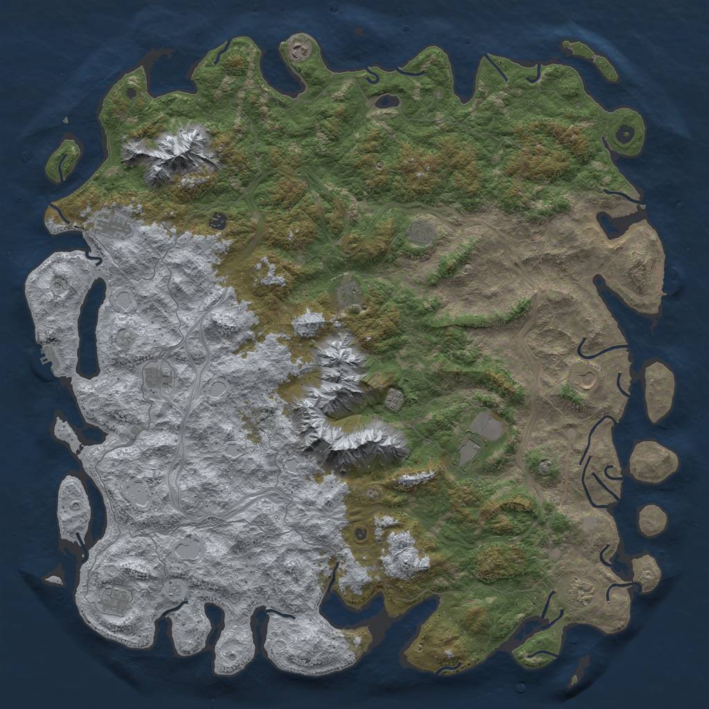 Rust Map: Procedural Map, Size: 6000, Seed: 7161971, 20 Monuments