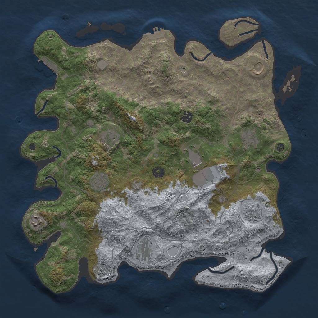 Rust Map: Procedural Map, Size: 4000, Seed: 908528228, 19 Monuments