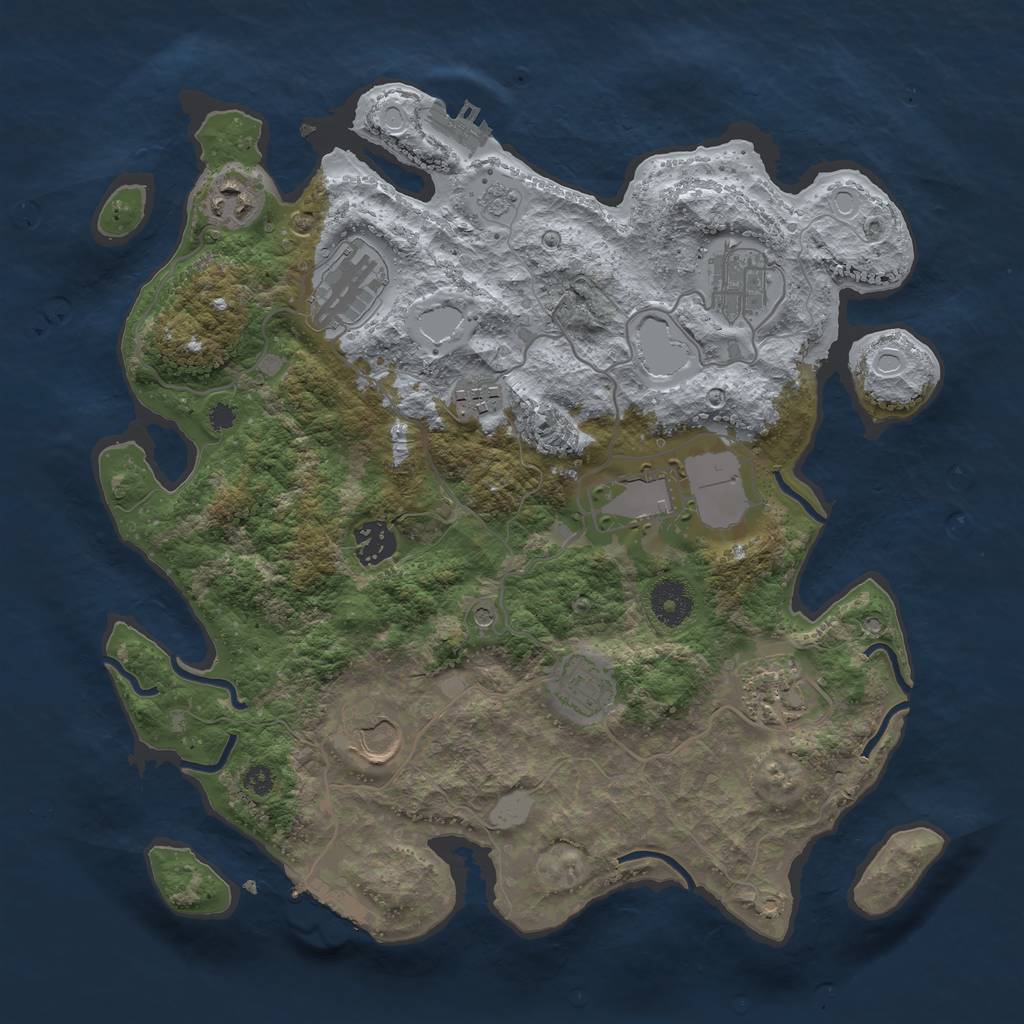 Rust Map: Procedural Map, Size: 3500, Seed: 898040642, 18 Monuments