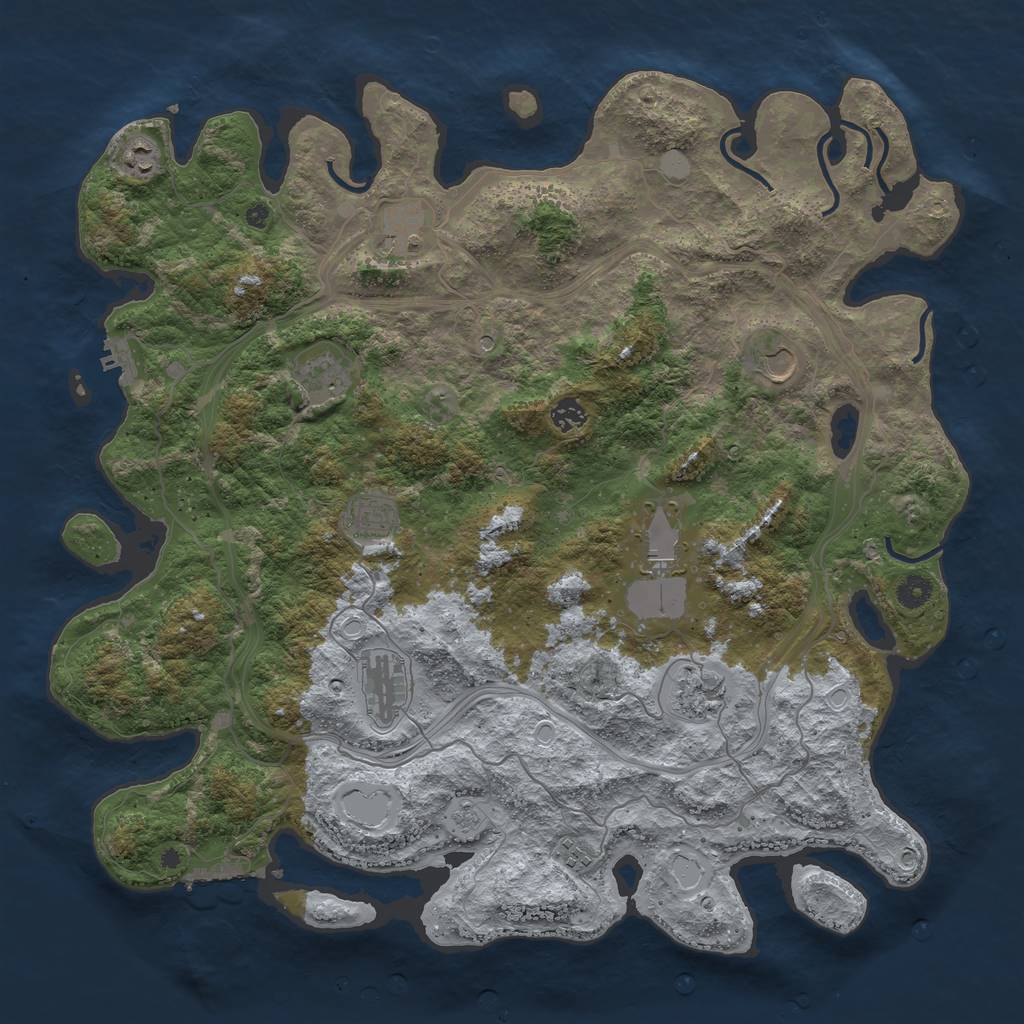 Rust Map: Procedural Map, Size: 4500, Seed: 131234615, 19 Monuments