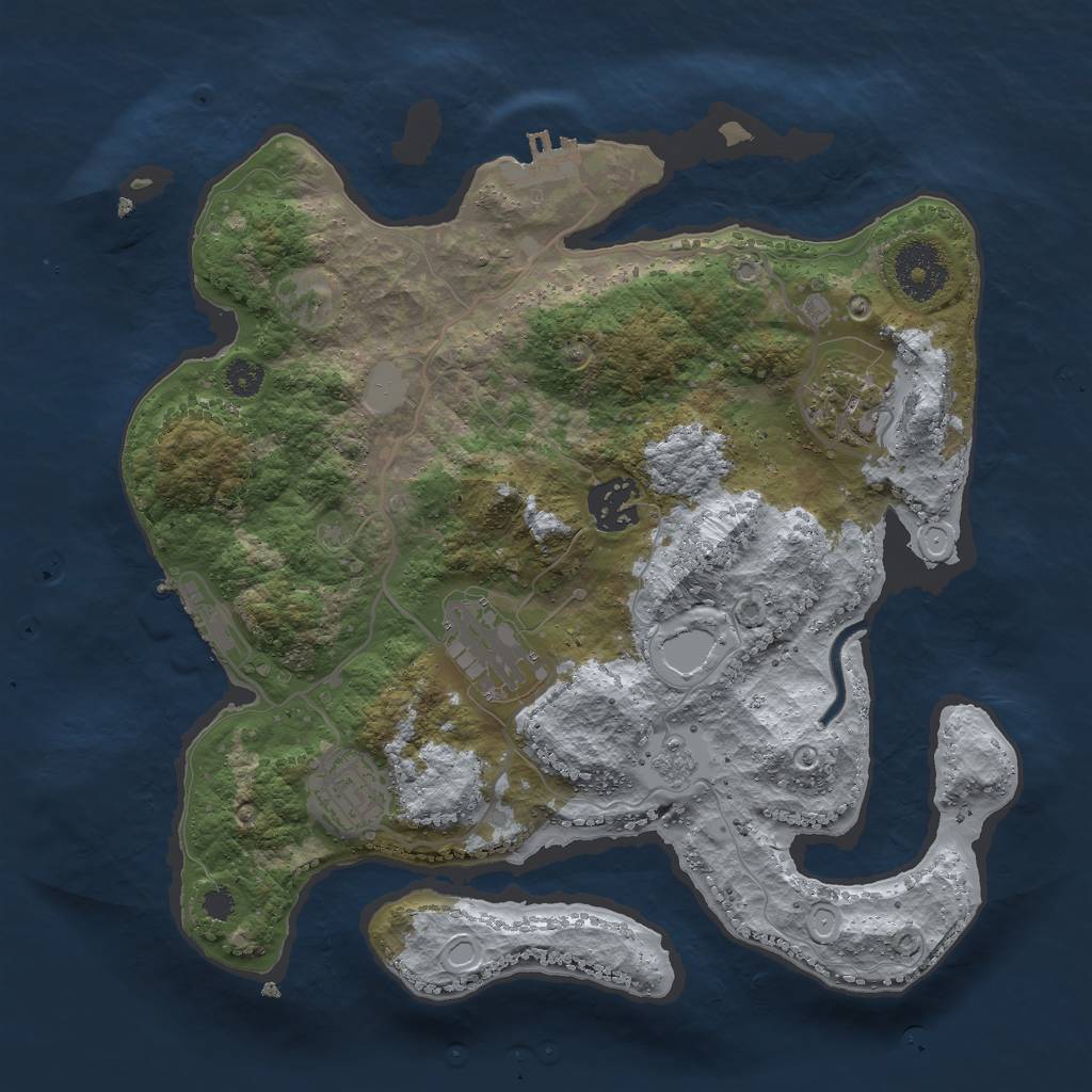 Rust Map: Procedural Map, Size: 3000, Seed: 1180420339, 12 Monuments