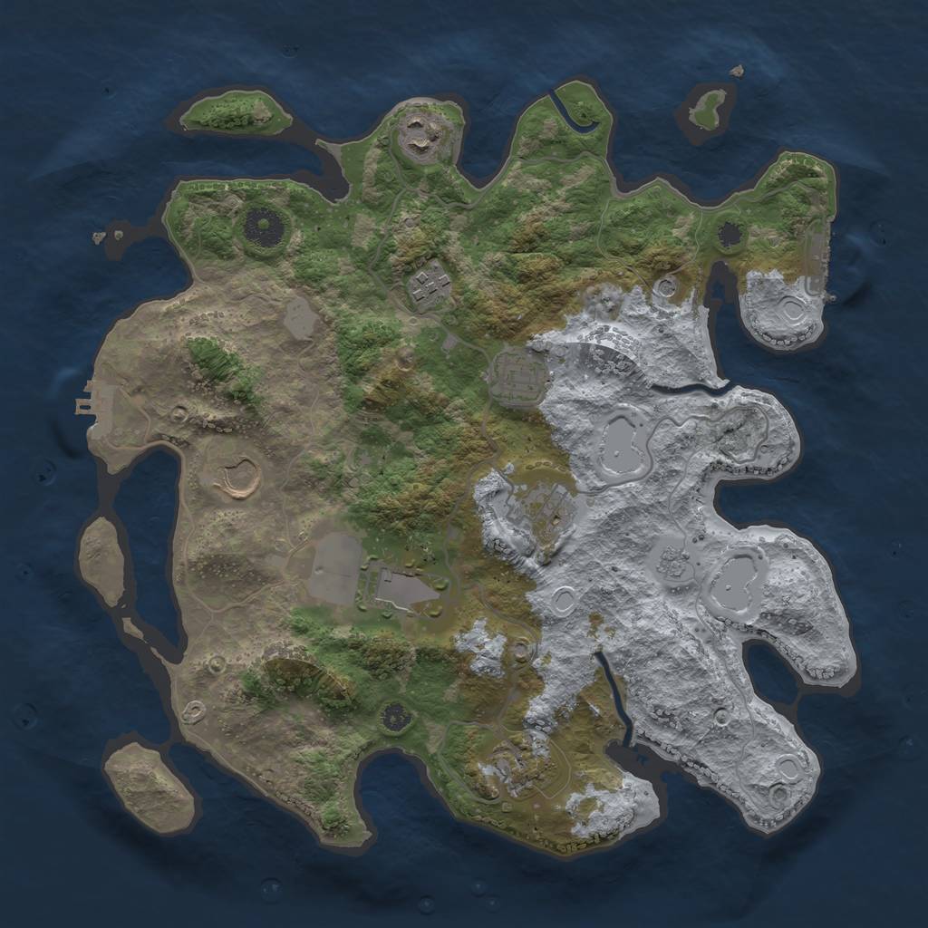 Rust Map: Procedural Map, Size: 3500, Seed: 929910860, 16 Monuments