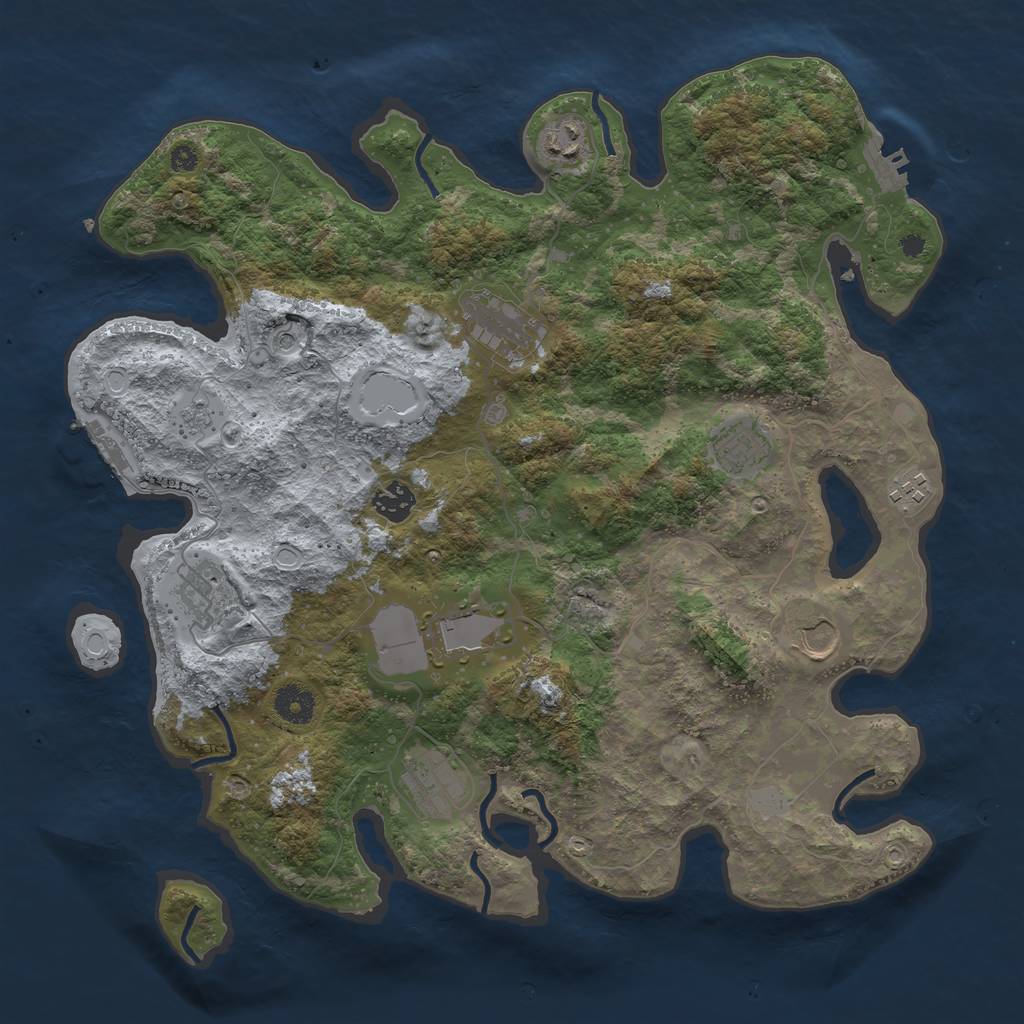 Rust Map: Procedural Map, Size: 3848, Seed: 3965, 18 Monuments