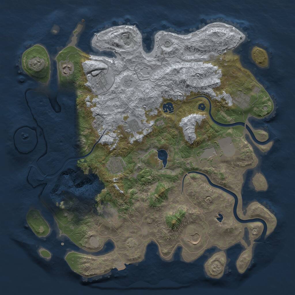 Rust Map: Procedural Map, Size: 4000, Seed: 105066611, 14 Monuments