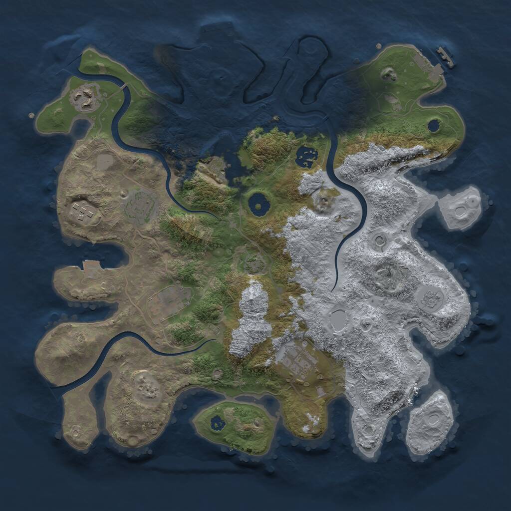 Rust Map: Procedural Map, Size: 3500, Seed: 70439352, 13 Monuments