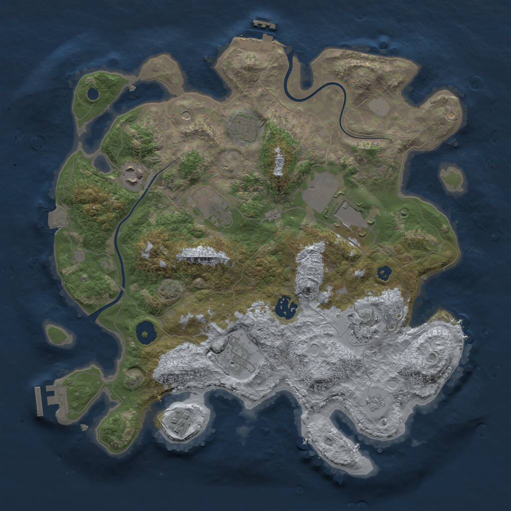 Rust Map: Procedural Map, Size: 3500, Seed: 62458535, 14 Monuments