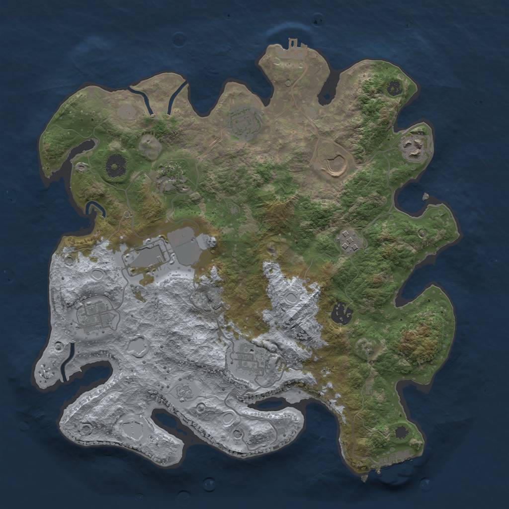 Rust Map: Procedural Map, Size: 3500, Seed: 9867541, 18 Monuments