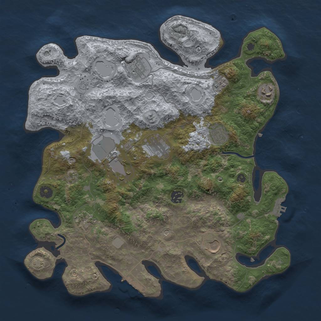 Rust Map: Procedural Map, Size: 3700, Seed: 386344221, 17 Monuments