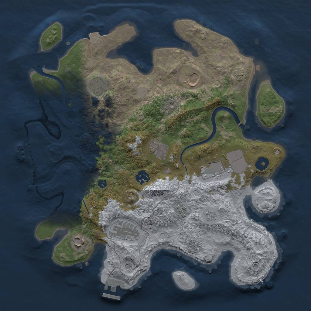 Rust Map: Procedural Map, Size: 3500, Seed: 16548321, 14 Monuments