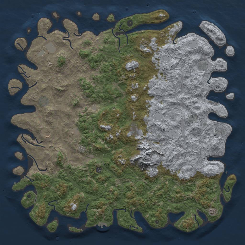 Rust Map: Procedural Map, Size: 6000, Seed: 1193772092, 20 Monuments