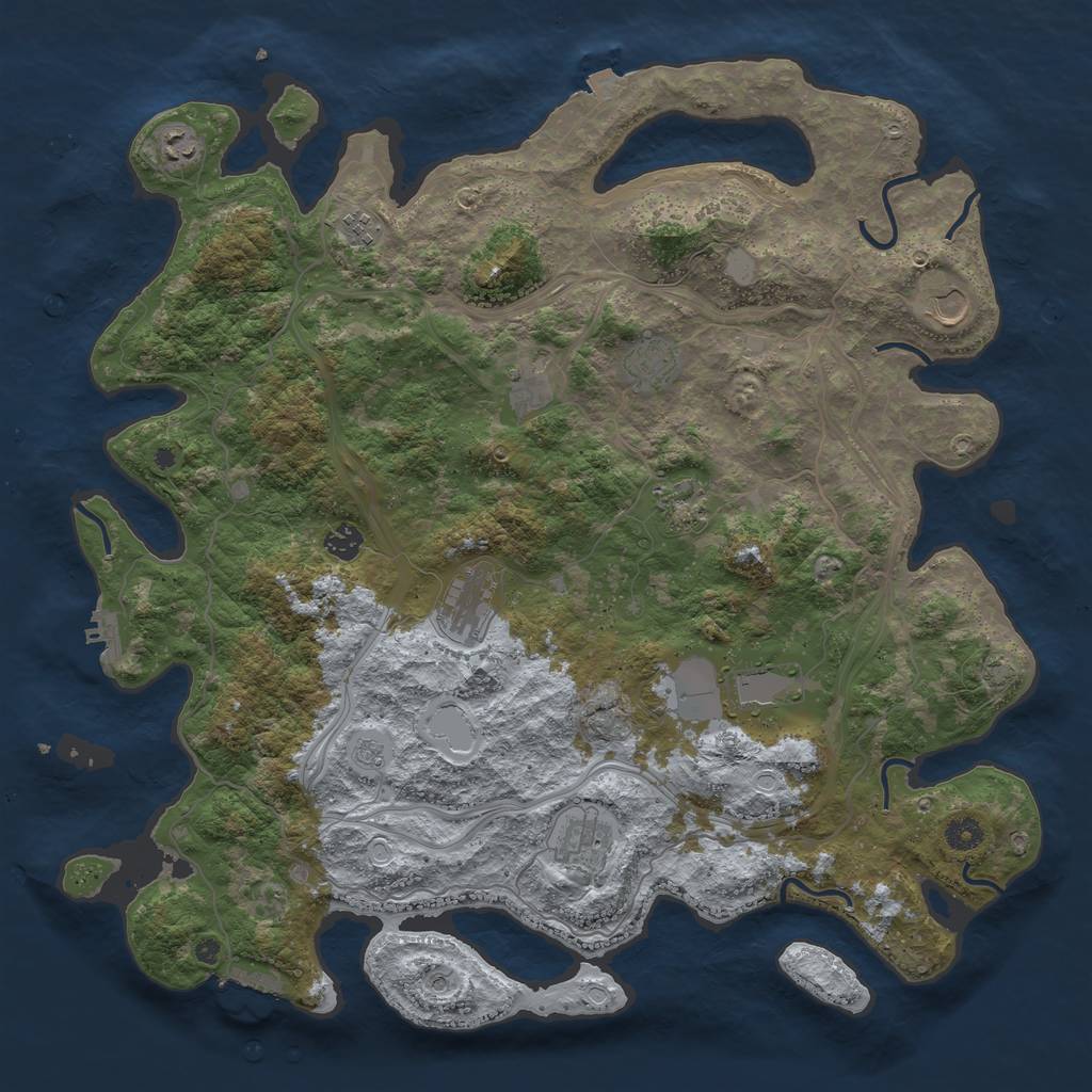 Rust Map: Procedural Map, Size: 4500, Seed: 877414633, 18 Monuments