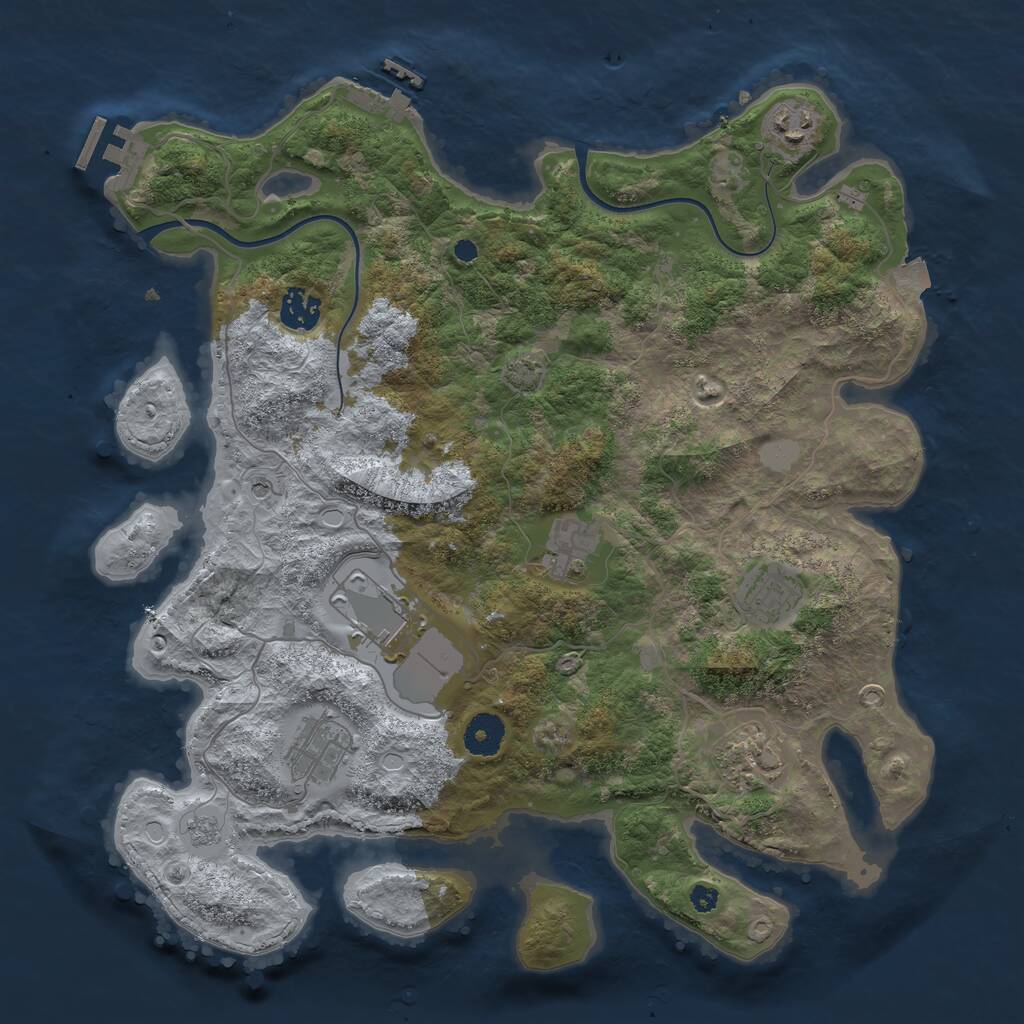 Rust Map: Procedural Map, Size: 3700, Seed: 240495402, 13 Monuments