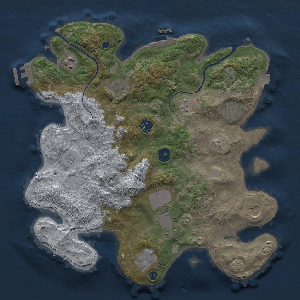 Rust Map: Procedural Map, Size: 3500, Seed: 92740790, 14 Monuments