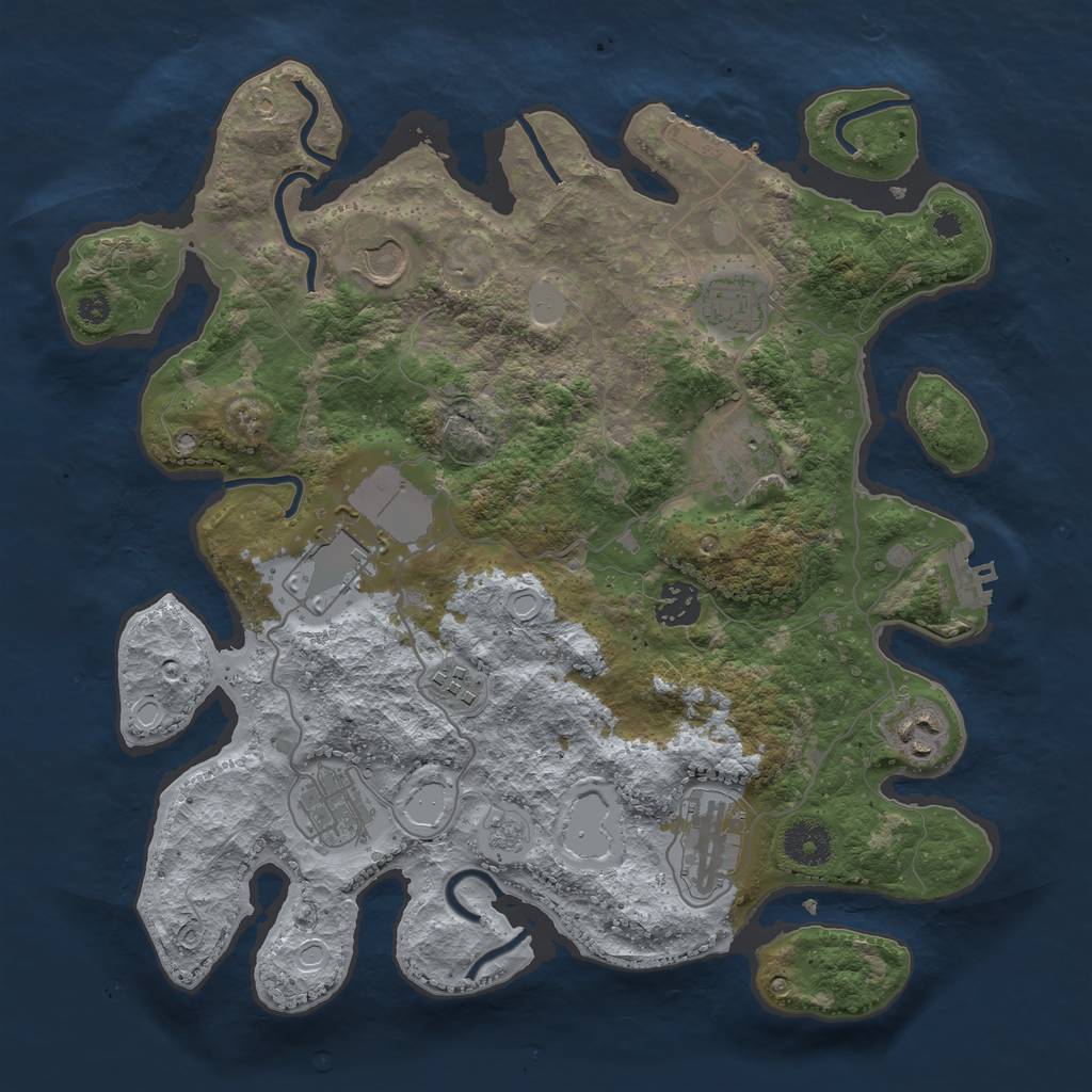 Rust Map: Procedural Map, Size: 3500, Seed: 13487922, 17 Monuments