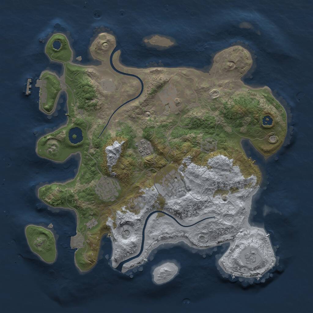 Rust Map: Procedural Map, Size: 3000, Seed: 15614, 9 Monuments
