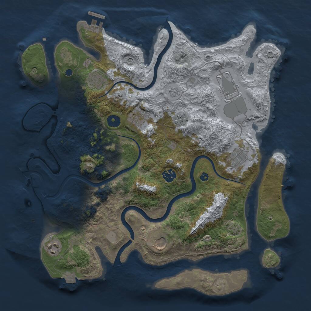 Rust Map: Procedural Map, Size: 3600, Seed: 296410, 13 Monuments