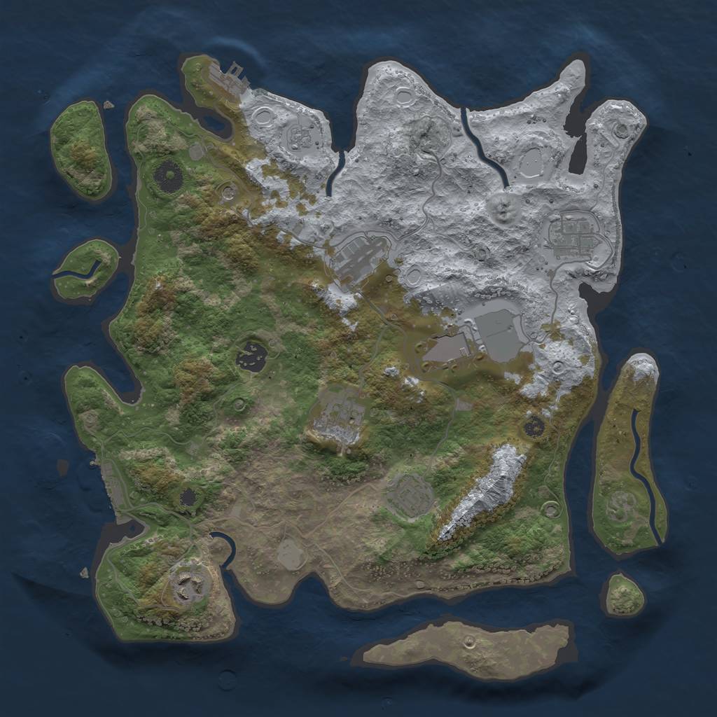 Rust Map: Procedural Map, Size: 3600, Seed: 296410, 14 Monuments