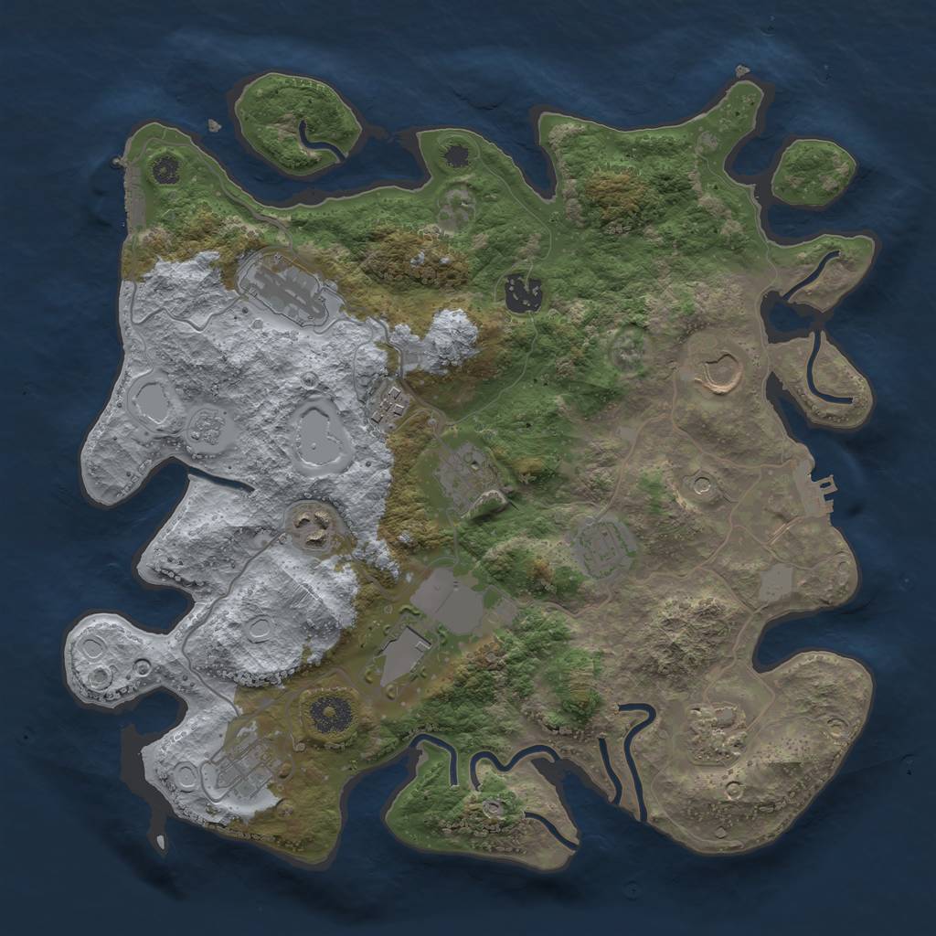 Rust Map: Procedural Map, Size: 3500, Seed: 98274857, 19 Monuments