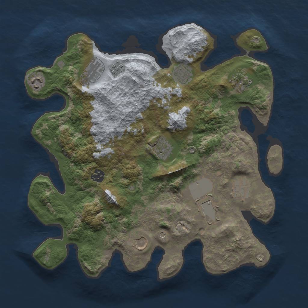 Rust Map: Barren, Size: 3500, Seed: 165085386, 13 Monuments