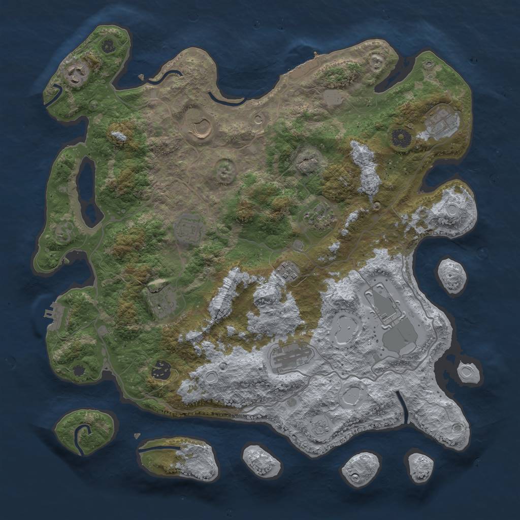 Rust Map: Procedural Map, Size: 4000, Seed: 32652612, 19 Monuments