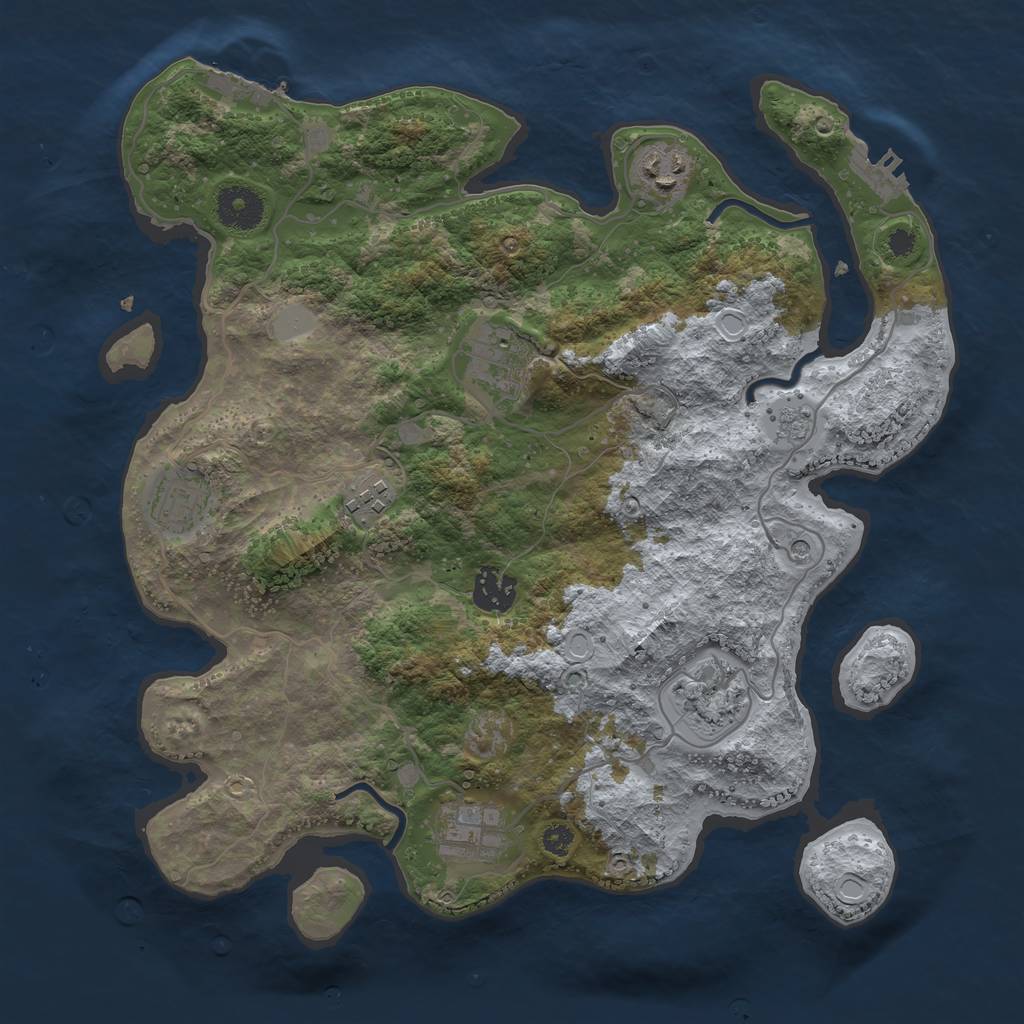 Rust Map: Procedural Map, Size: 3400, Seed: 596561511, 16 Monuments