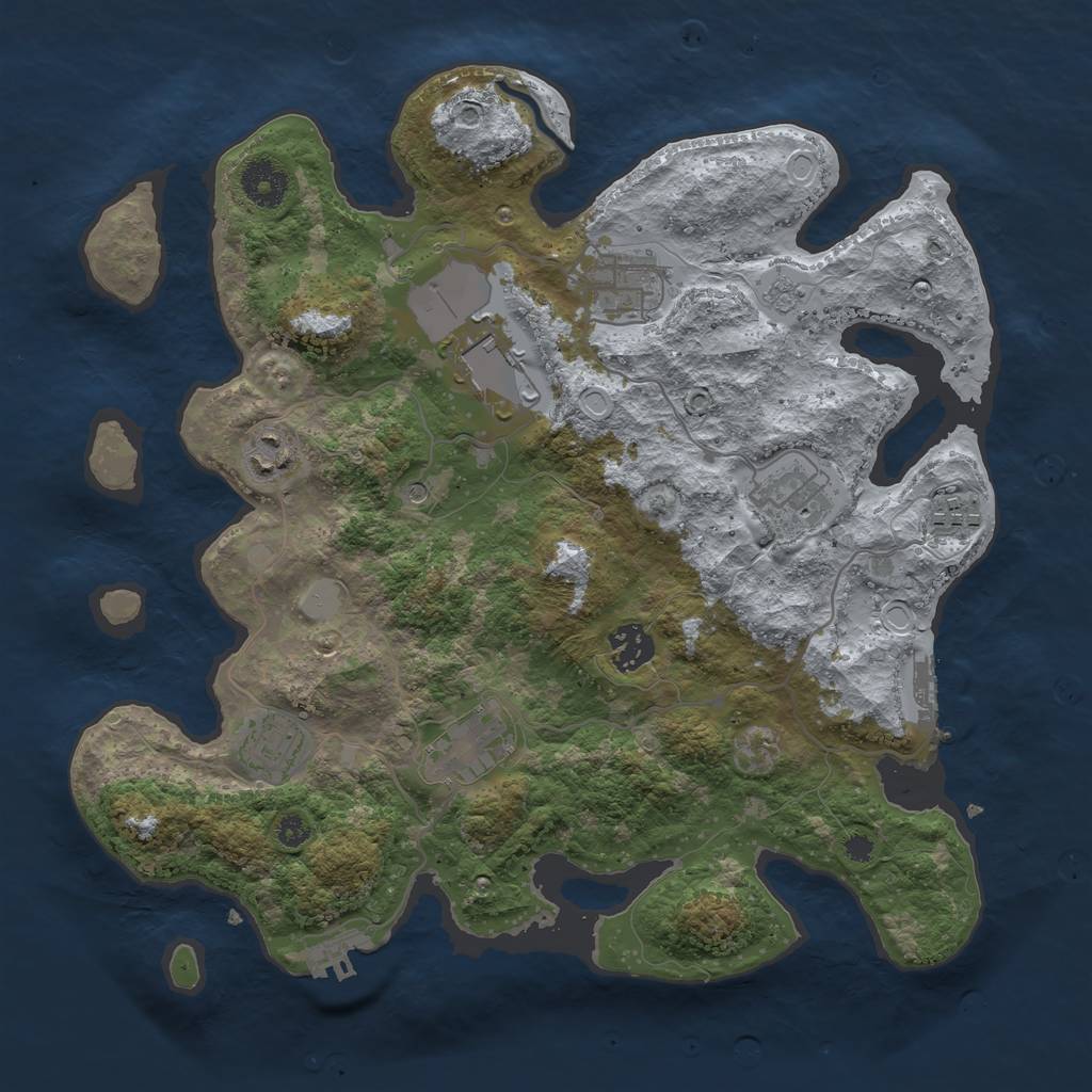 Rust Map: Procedural Map, Size: 3500, Seed: 1392156180, 17 Monuments
