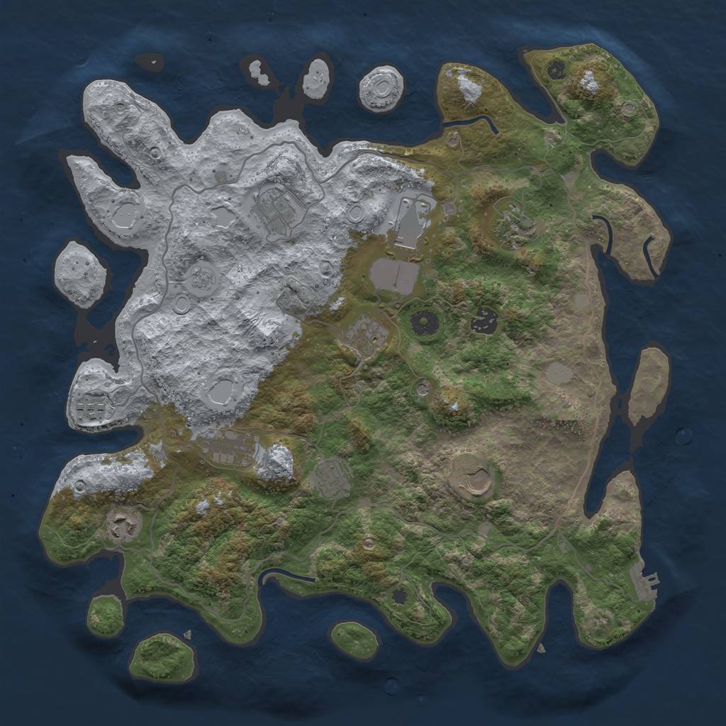 Rust Map: Procedural Map, Size: 4000, Seed: 1743320934, 18 Monuments