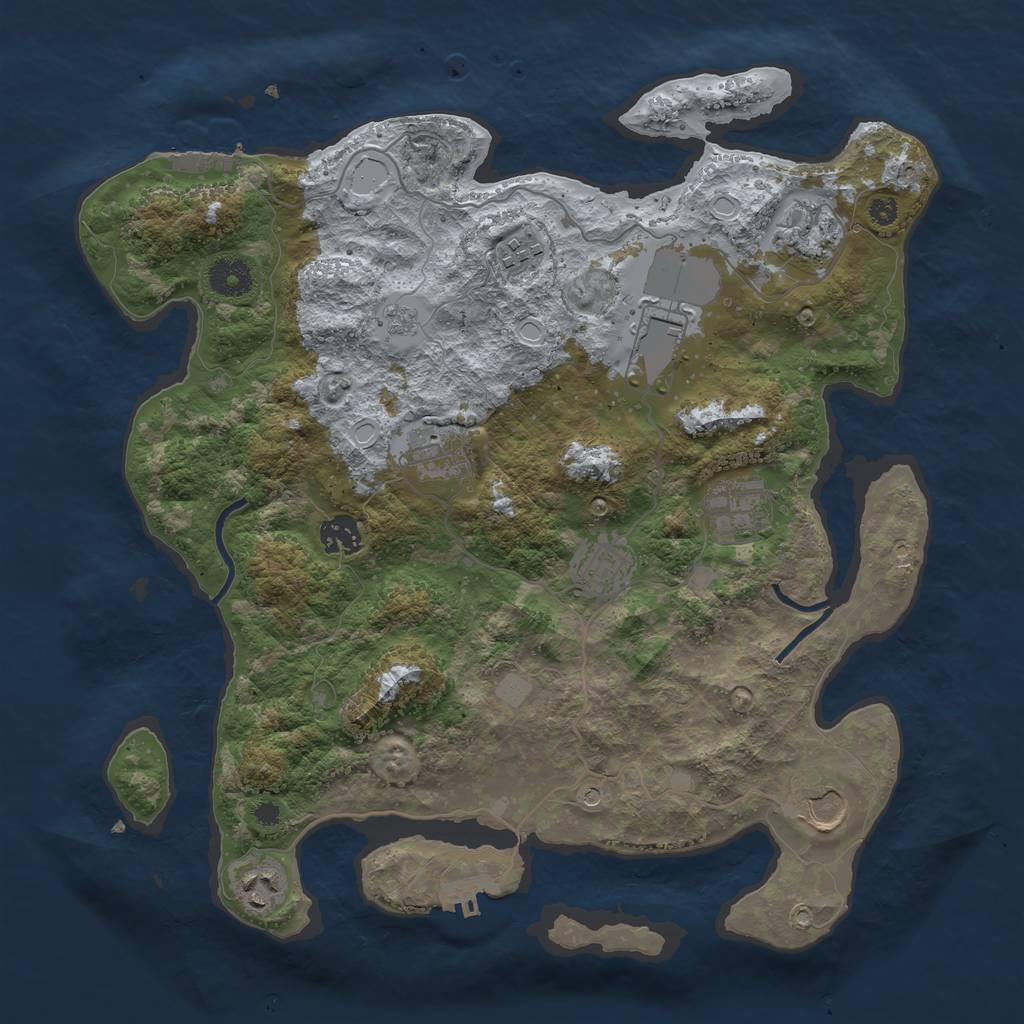 Rust Map: Procedural Map, Size: 3700, Seed: 2256, 18 Monuments