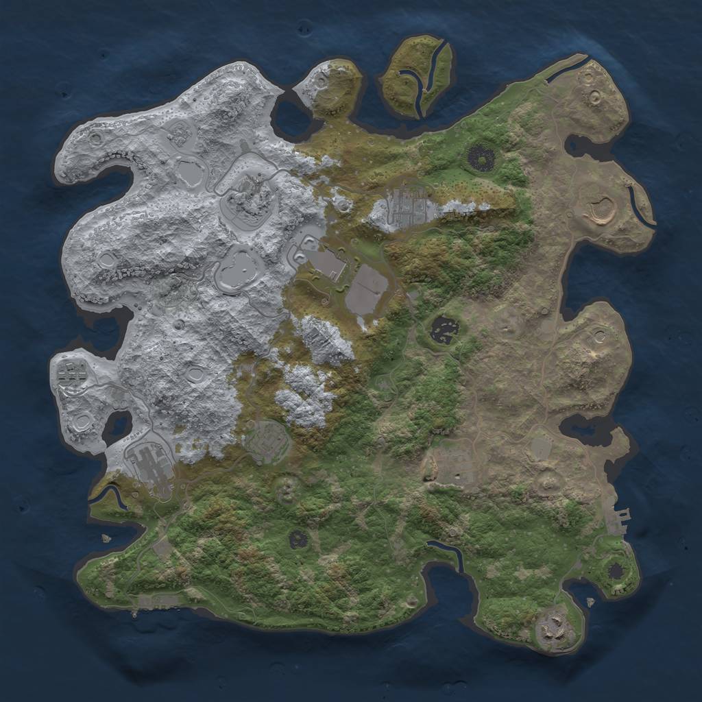 Rust Map: Procedural Map, Size: 3800, Seed: 58322333, 19 Monuments