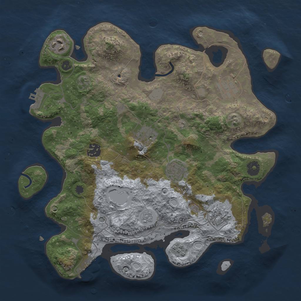Rust Map: Procedural Map, Size: 3200, Seed: 26750, 16 Monuments