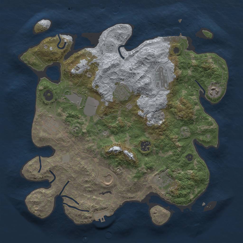 Rust Map: Procedural Map, Size: 3500, Seed: 1158652876, 18 Monuments