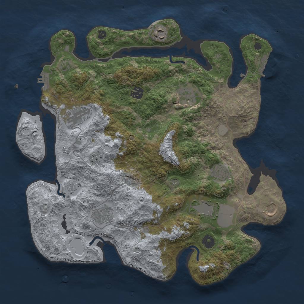 Rust Map: Procedural Map, Size: 3600, Seed: 10885438, 18 Monuments