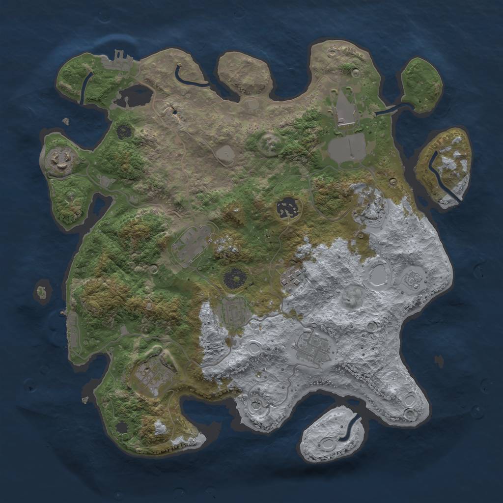 Rust Map: Procedural Map, Size: 3500, Seed: 93461947, 18 Monuments