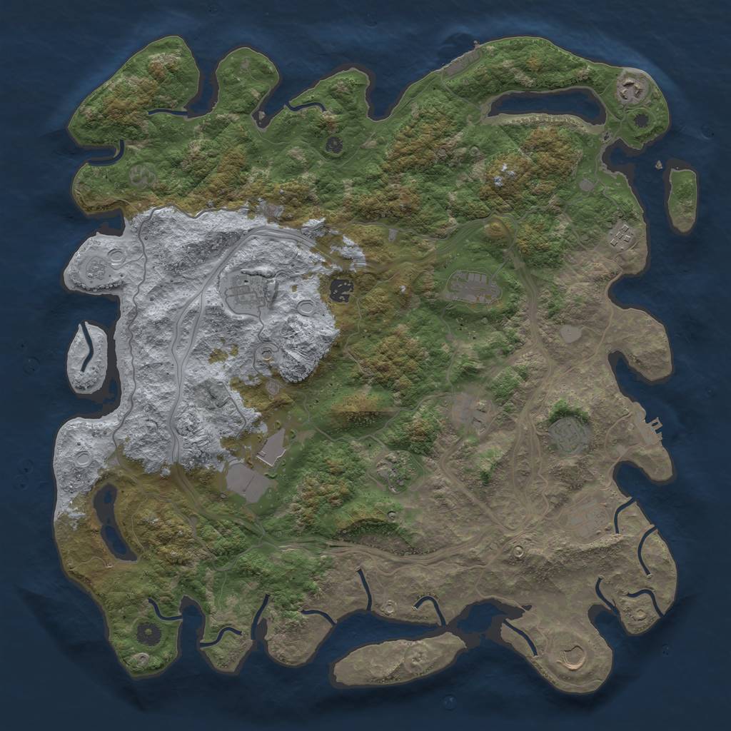 Rust Map: Procedural Map, Size: 4500, Seed: 376377244, 20 Monuments