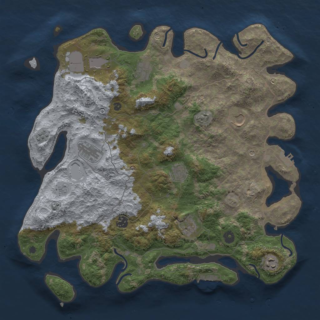 Rust Map: Procedural Map, Size: 4000, Seed: 606670045, 18 Monuments