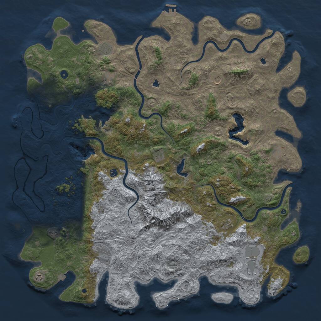 Rust Map: Procedural Map, Size: 6000, Seed: 60003144, 17 Monuments