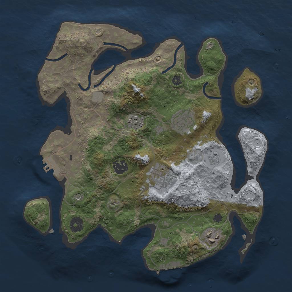 Rust Map: Procedural Map, Size: 3000, Seed: 12518, 14 Monuments