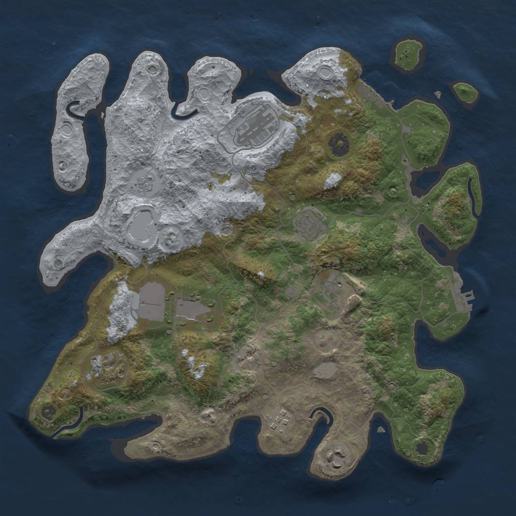 Rust Map: Procedural Map, Size: 3500, Seed: 1696076276, 16 Monuments