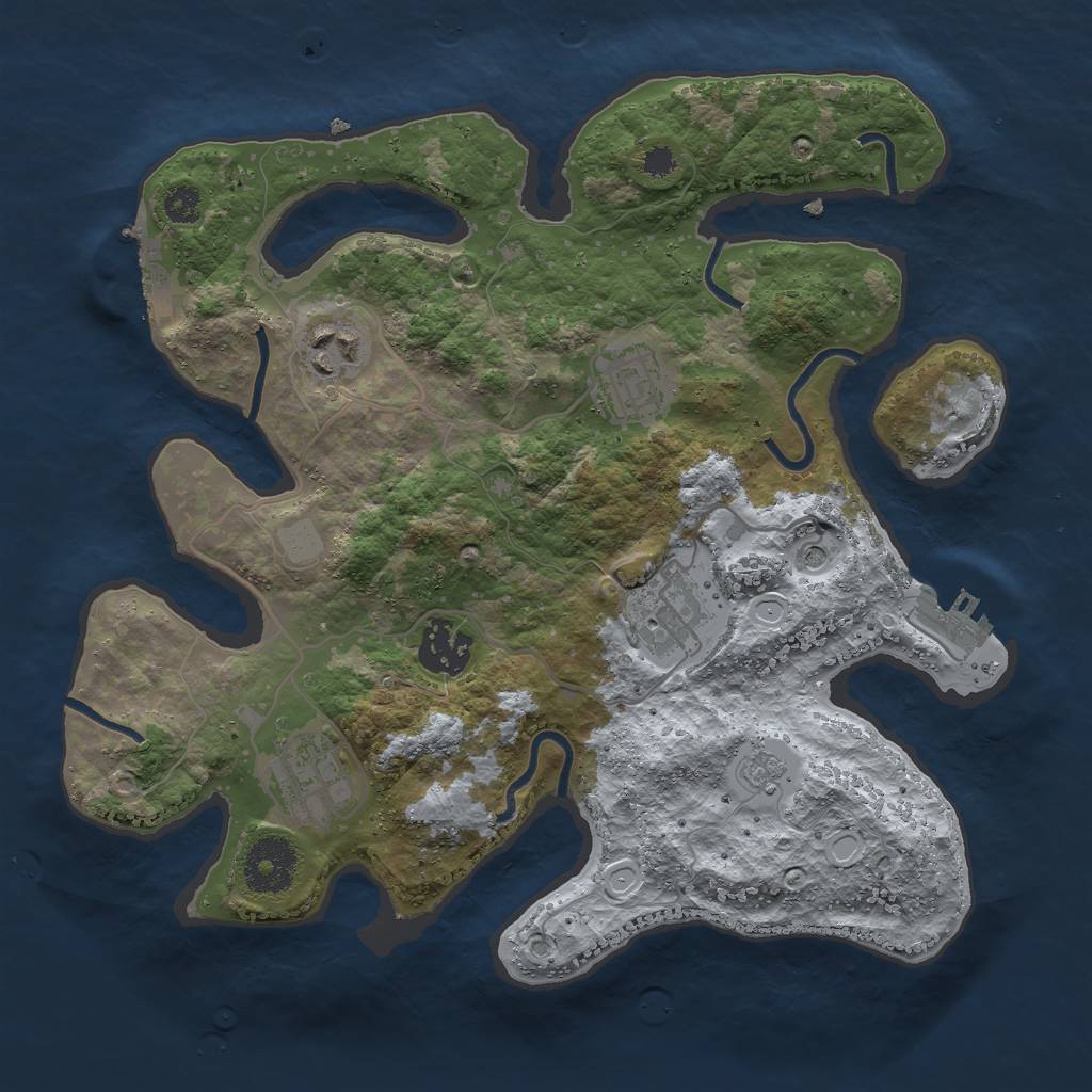 Rust Map: Procedural Map, Size: 3000, Seed: 1933815536, 14 Monuments