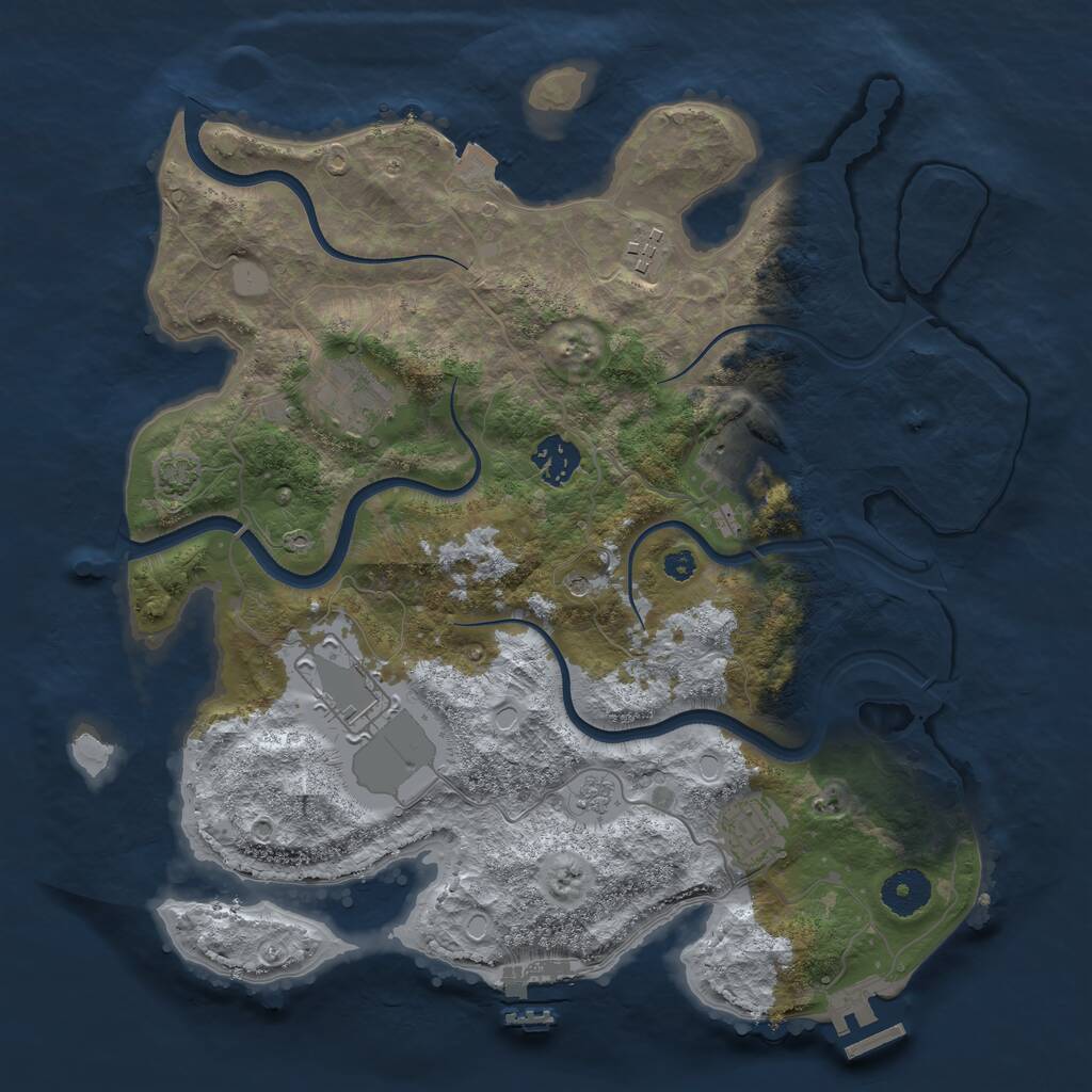 Rust Map: Procedural Map, Size: 3500, Seed: 60646074, 12 Monuments