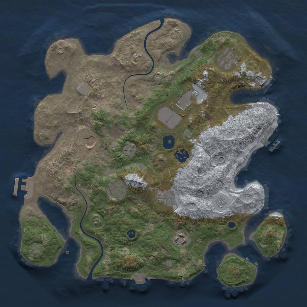 Rust Map: Procedural Map, Size: 3500, Seed: 277442385, 14 Monuments