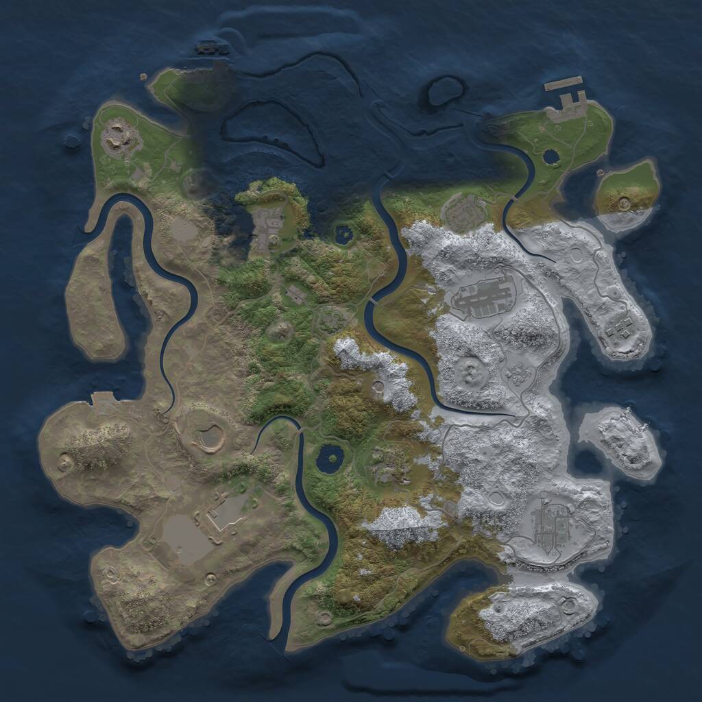 Rust Map: Procedural Map, Size: 3700, Seed: 720577547, 15 Monuments