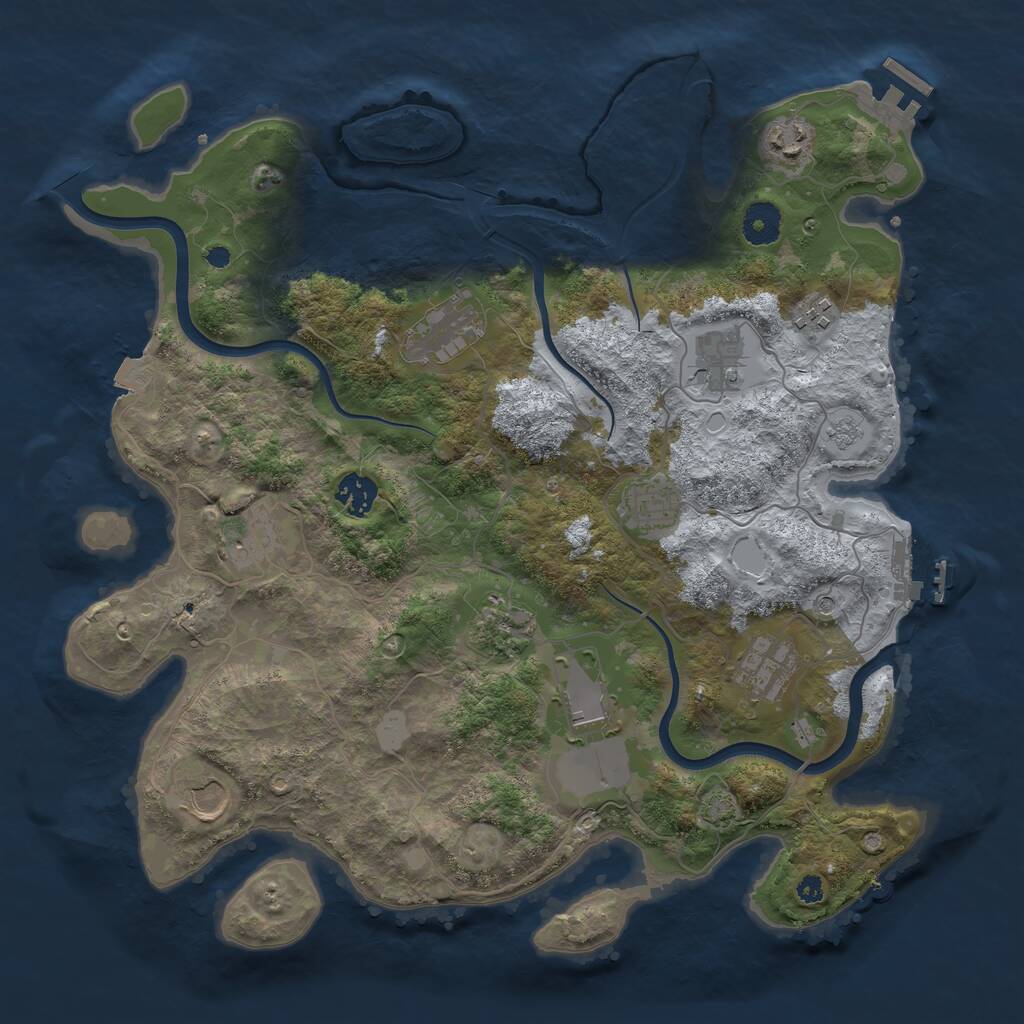 Rust Map: Procedural Map, Size: 3750, Seed: 124658614, 17 Monuments