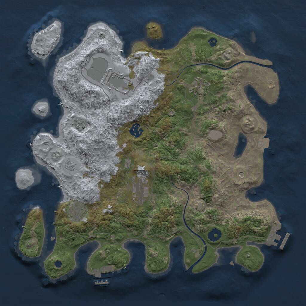 Rust Map: Procedural Map, Size: 3500, Seed: 692355027, 12 Monuments