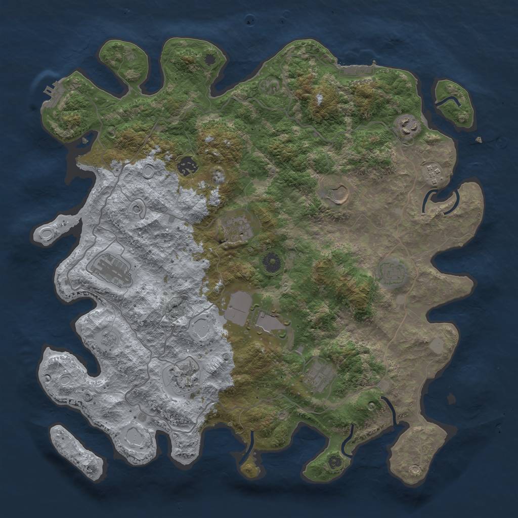 Rust Map: Procedural Map, Size: 4100, Seed: 755831735, 19 Monuments