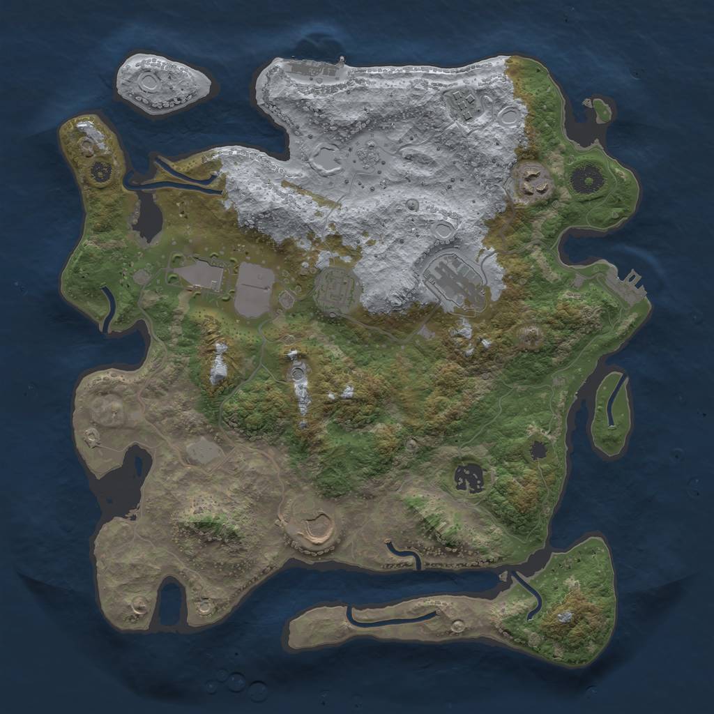 Rust Map: Procedural Map, Size: 3500, Seed: 9500837, 16 Monuments