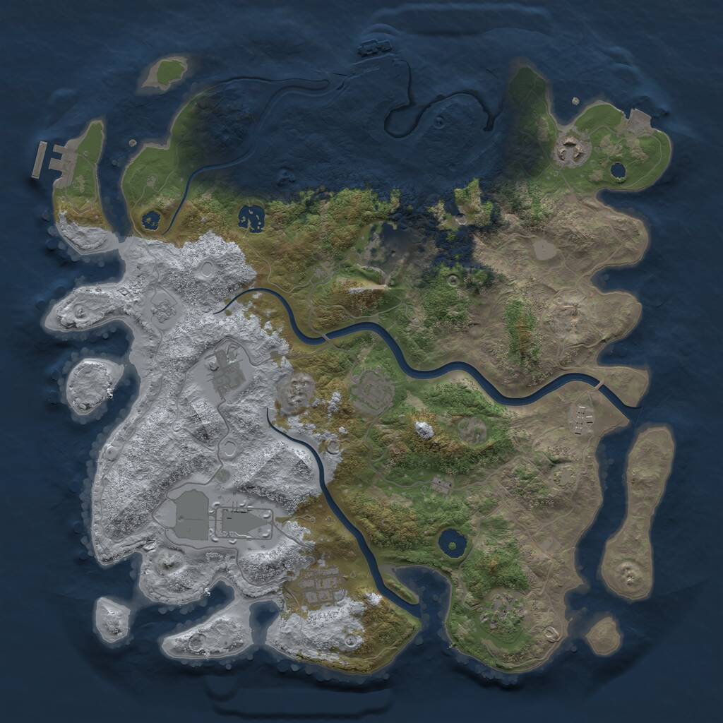 Rust Map: Procedural Map, Size: 3893, Seed: 3995, 15 Monuments