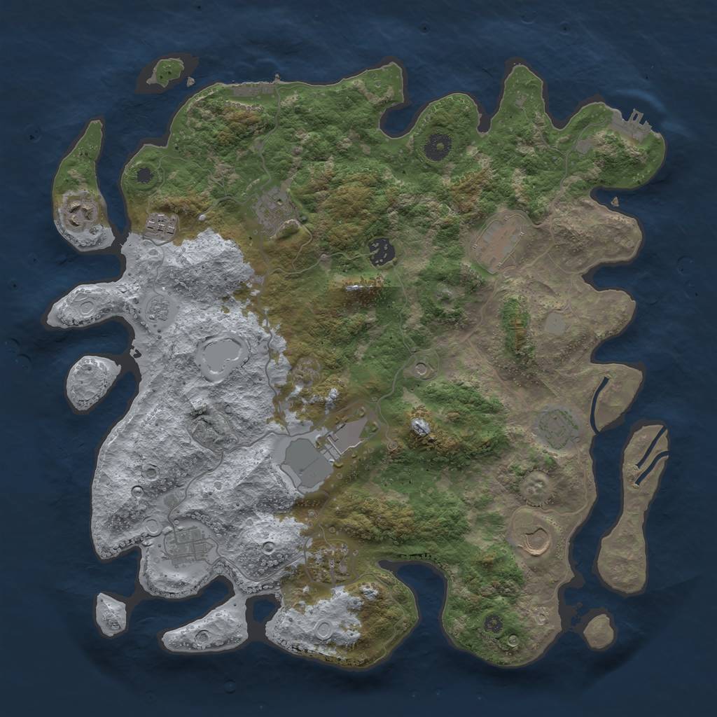 Rust Map: Procedural Map, Size: 3893, Seed: 3995, 17 Monuments