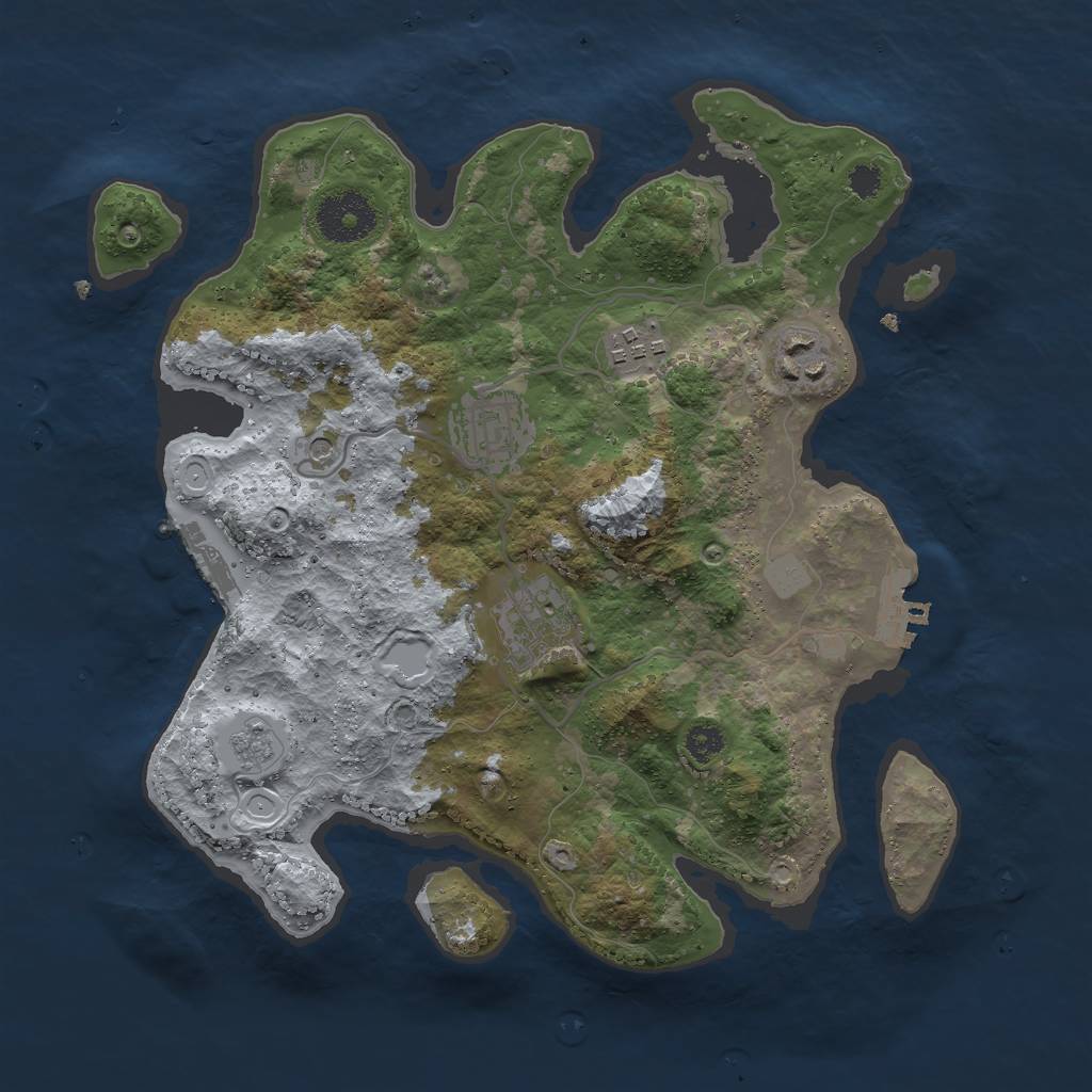 Rust Map: Procedural Map, Size: 3000, Seed: 1602539703, 13 Monuments